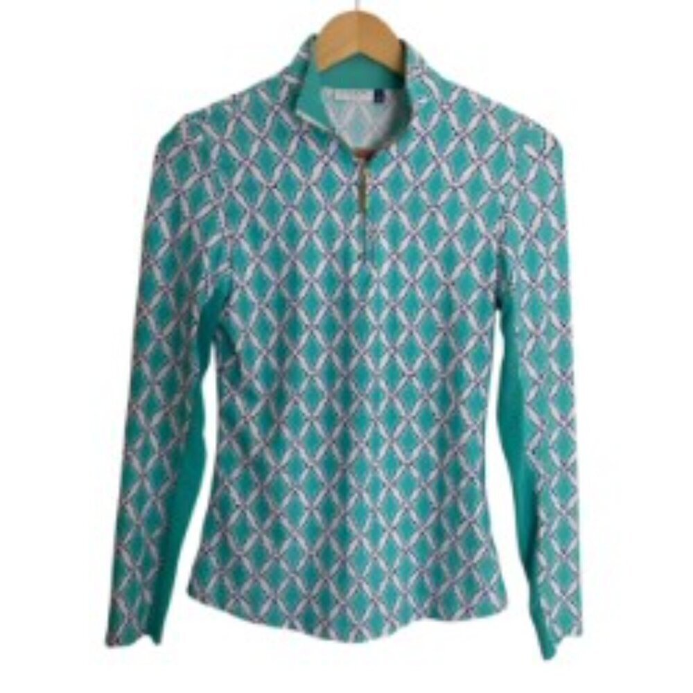 Cabana Life Aqua Print 1/4 Zip Pullover XSmall